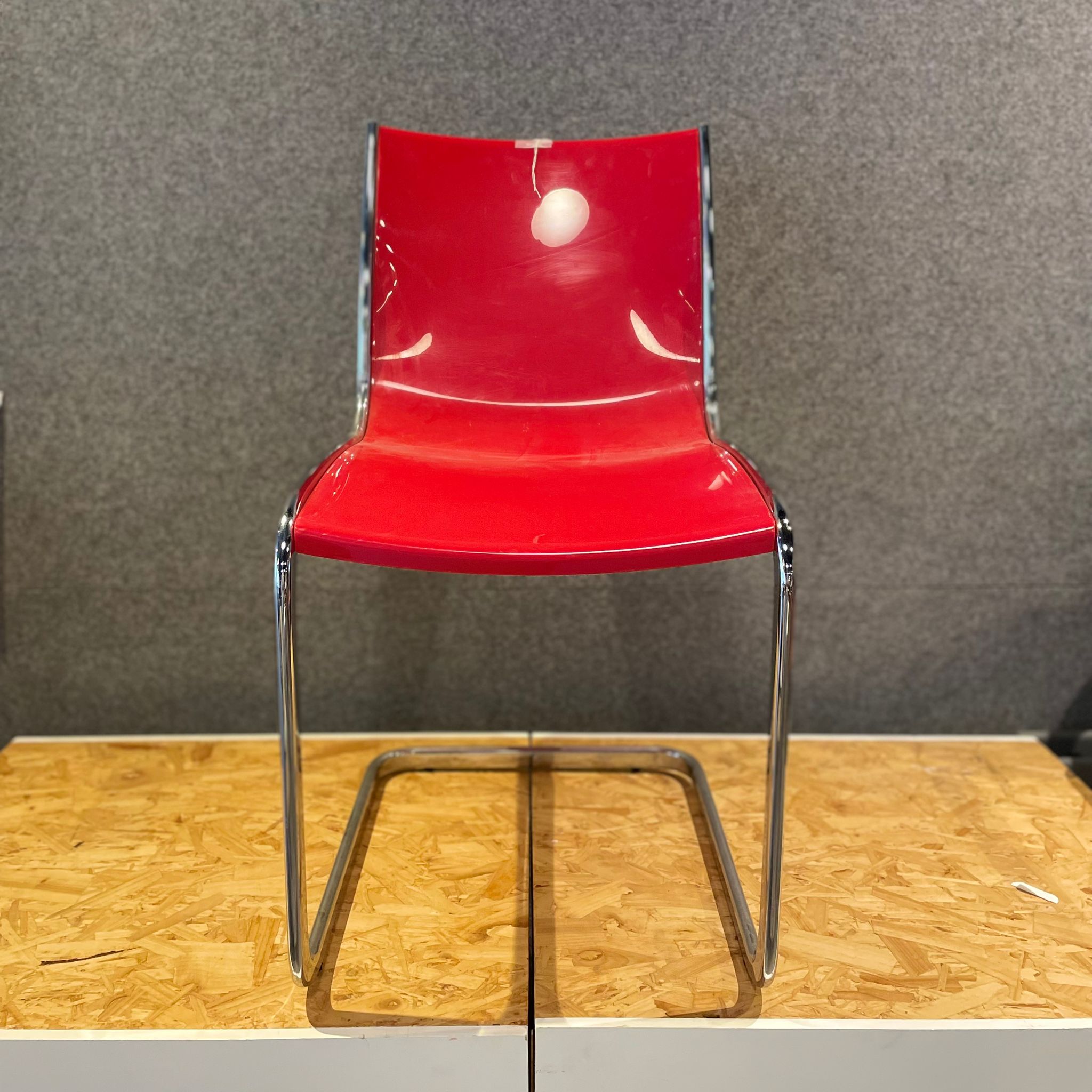 Midi Red And Chrome Chair